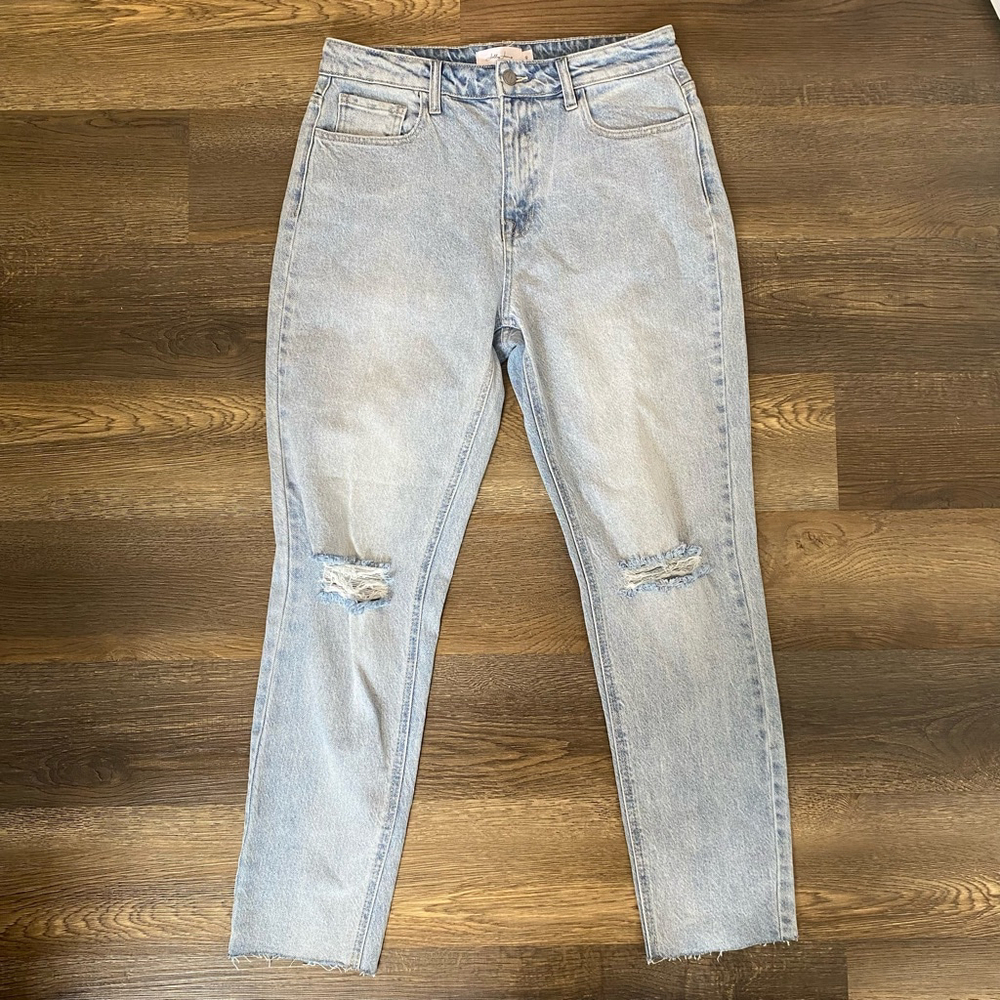 Jelly Jeans Women’s 9 Blue Light Wash High Rise Distressed Casual Cute Summer